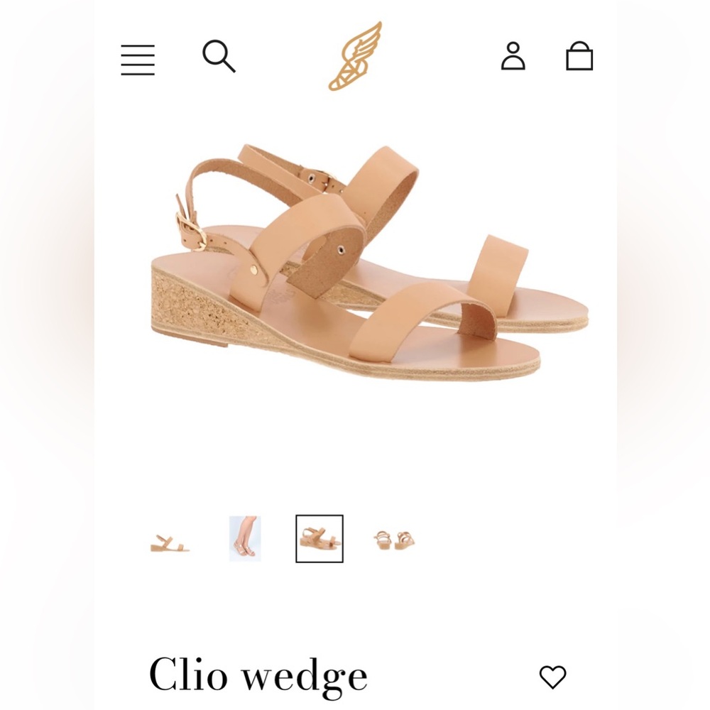 Ancient Greek Sandals Clio Wedge Natural color size 8.5 Like-new